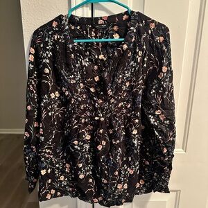 Lucky Brand Black Floral Blouse